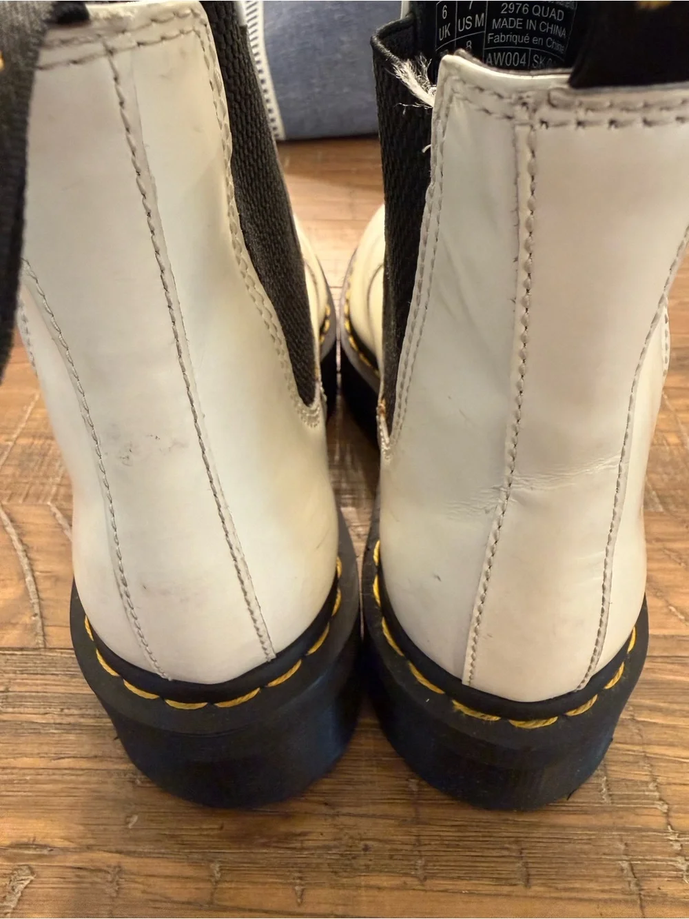 Dr. Martens 2976 Quad White Leather Platform Chelsea Boots Women’s Size 8 EU 39
